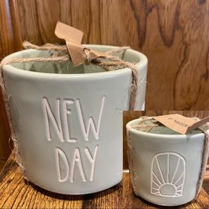 Rae Dunn NEW DAY Double Sided Mini Planter BRAND NEW!!